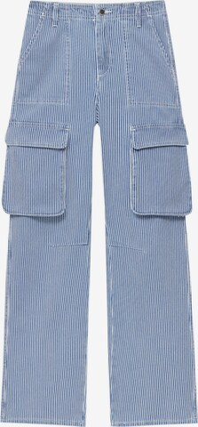 Loosefit Pantalon cargo Pull&Bear en bleu : devant