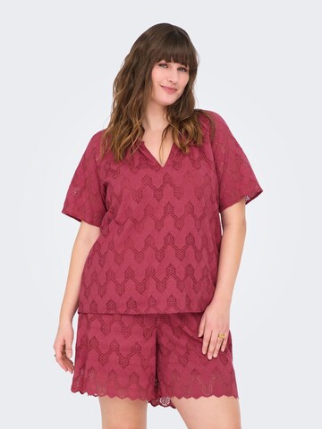 Camicia da donna di ONLY Carmakoma in rosso: frontale