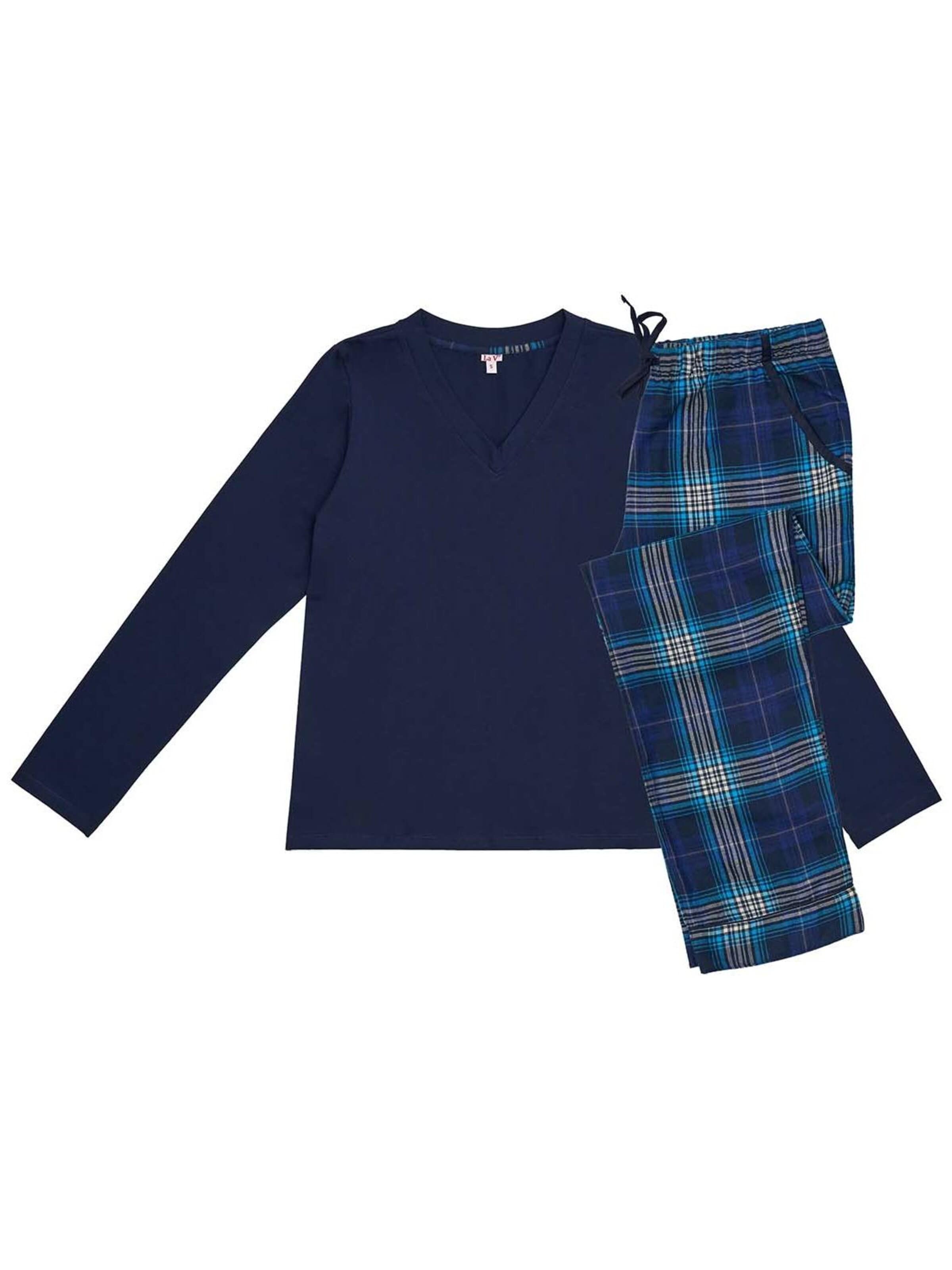 La V Pajamas in Blue: front