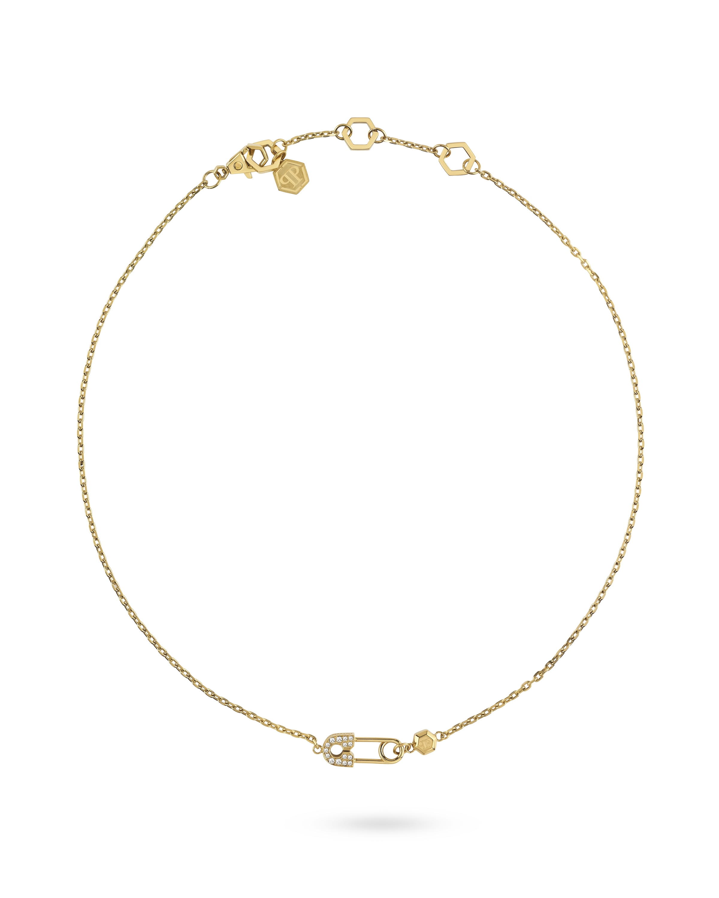 Chaîne 'PLEIN SAFETY PIN' Philipp Plein Jewellery en or : devant