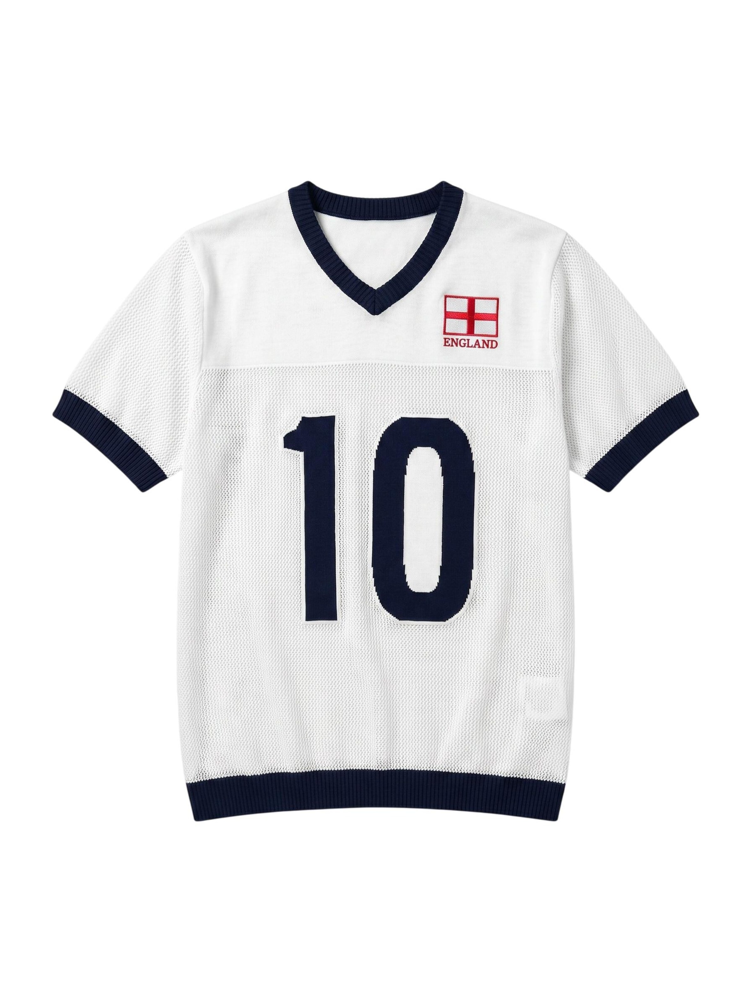 Kleidermafia Shirt 'Oversize England Knit T-shirt - White' in Wit: voorkant