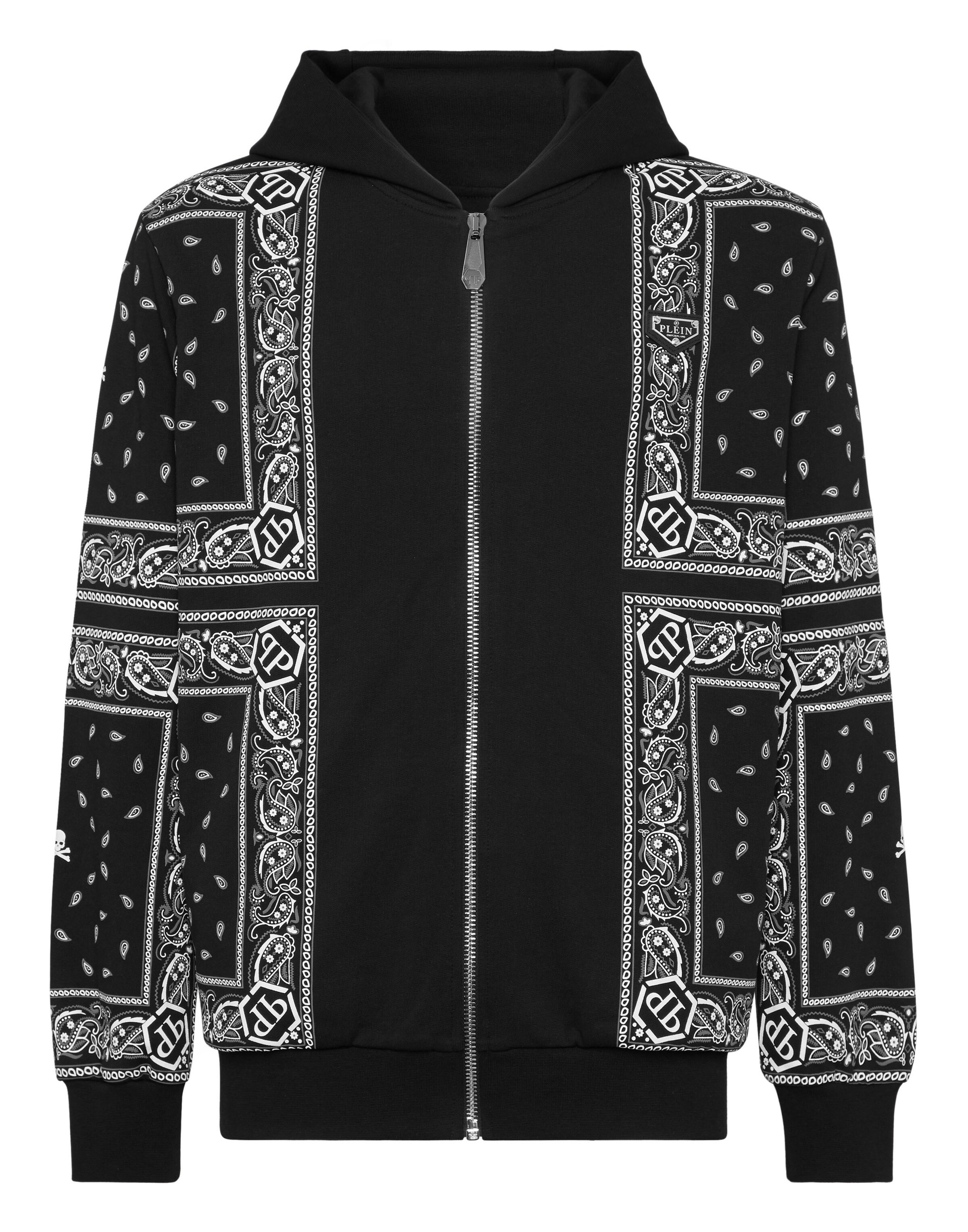 Philipp Plein Veste de survêtement en noir / blanc, Vue avec produit