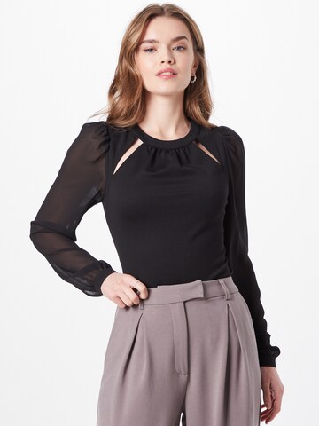 Karen Millen - Camisa 'Georgette' em preto: frente
