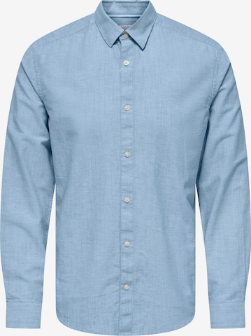 Only & Sons Button Up Shirt in Blue: front