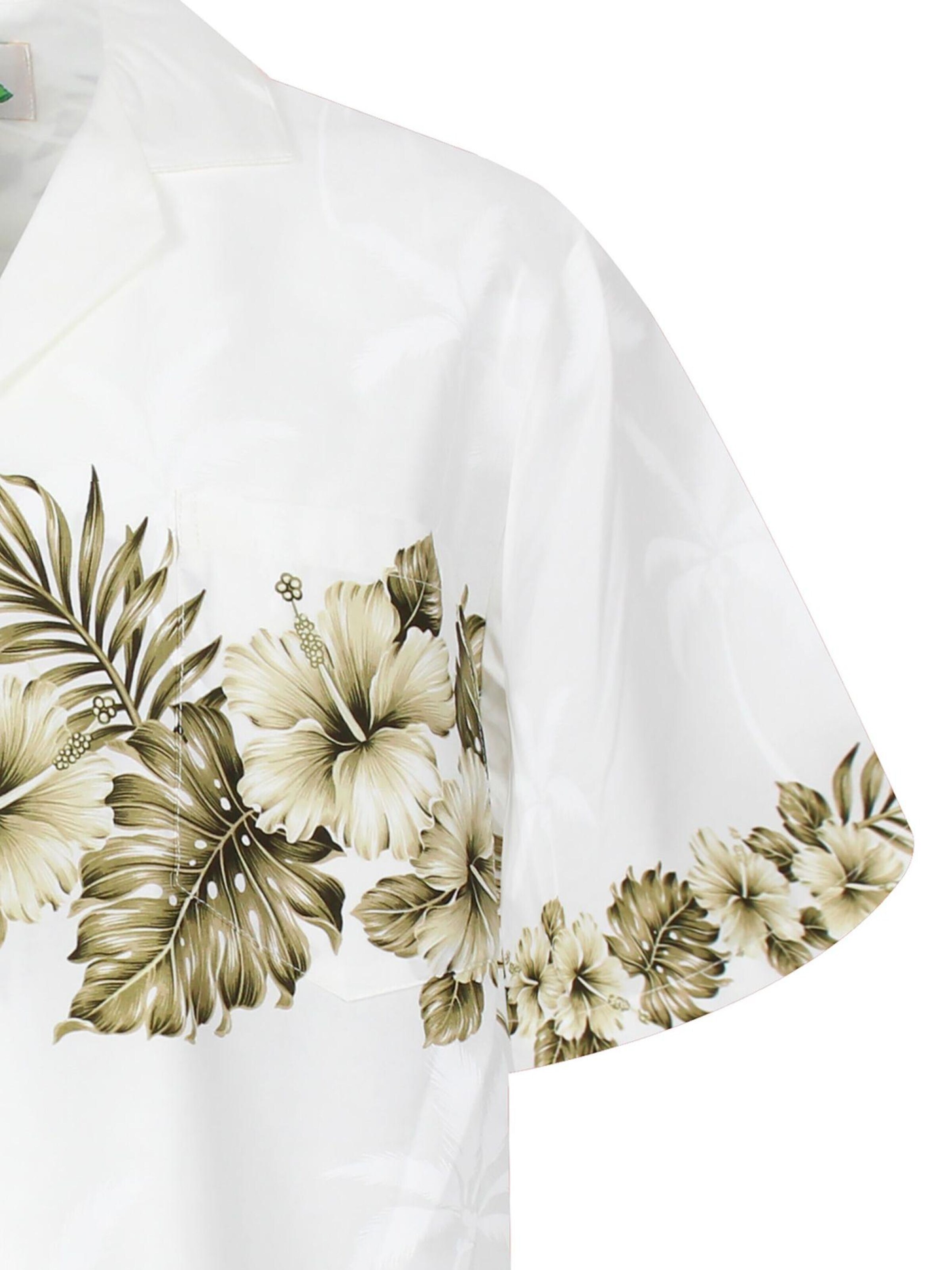 Regular fit Camicia 'Hibiskus Brustdruck' di KY's in bianco