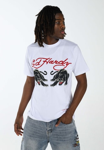 Ed Hardy Póló 'Double-Panther' - fehér: elől