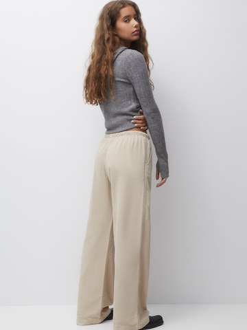 Pull&Bear Wide Leg Hose in Beige