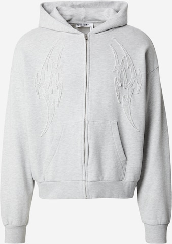 WEEKDAY - Sudadera con cremallera en gris: frente