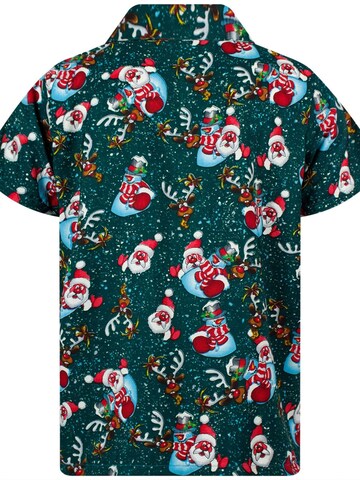 Regular fit Camicia 'Christmas Snowflakes' di King Kameha in verde