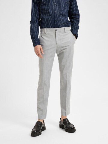 SELECTED HOMME Slimfit Bukser med fals 'SLHLiam' i grå: forside