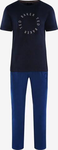Ted Baker Long Pajamas 'Round Logo' in Blue: front