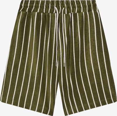 Bershka Housut koossa 29-30 värissä oliivi / offwhite, Tuotenäkymä