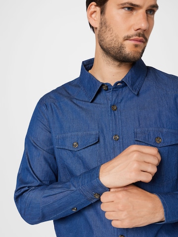 ABOUT YOU Regular fit Button Up Shirt 'Devin' in Blue