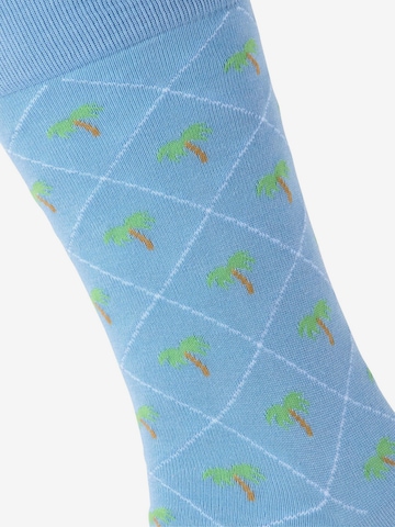 BURLINGTON Socks 'Palm Tree' in Blue: front
