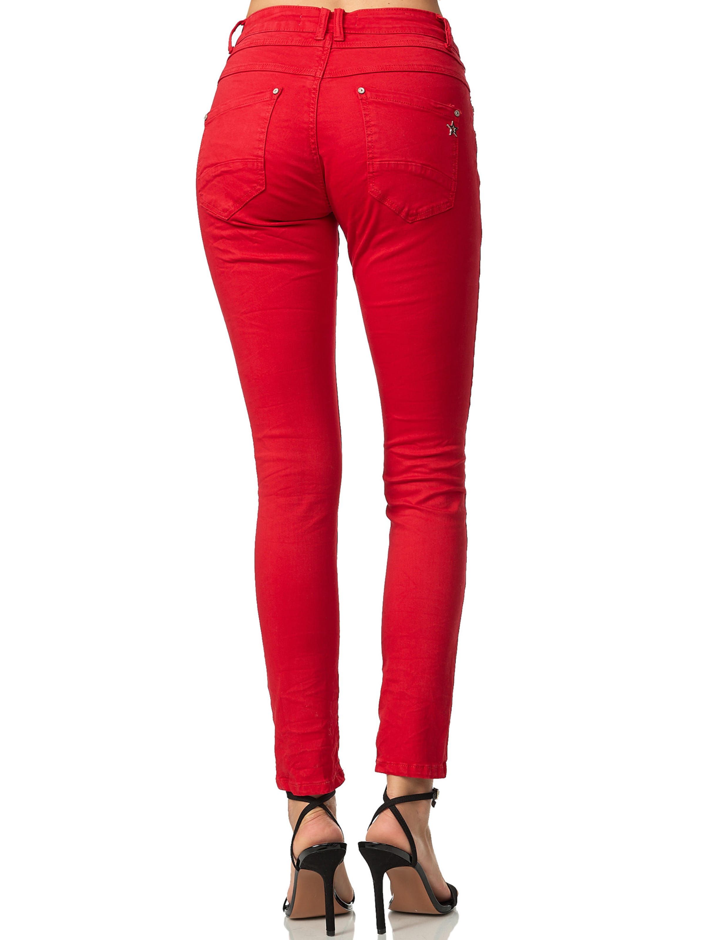 Elara Skinny Jeans in Red