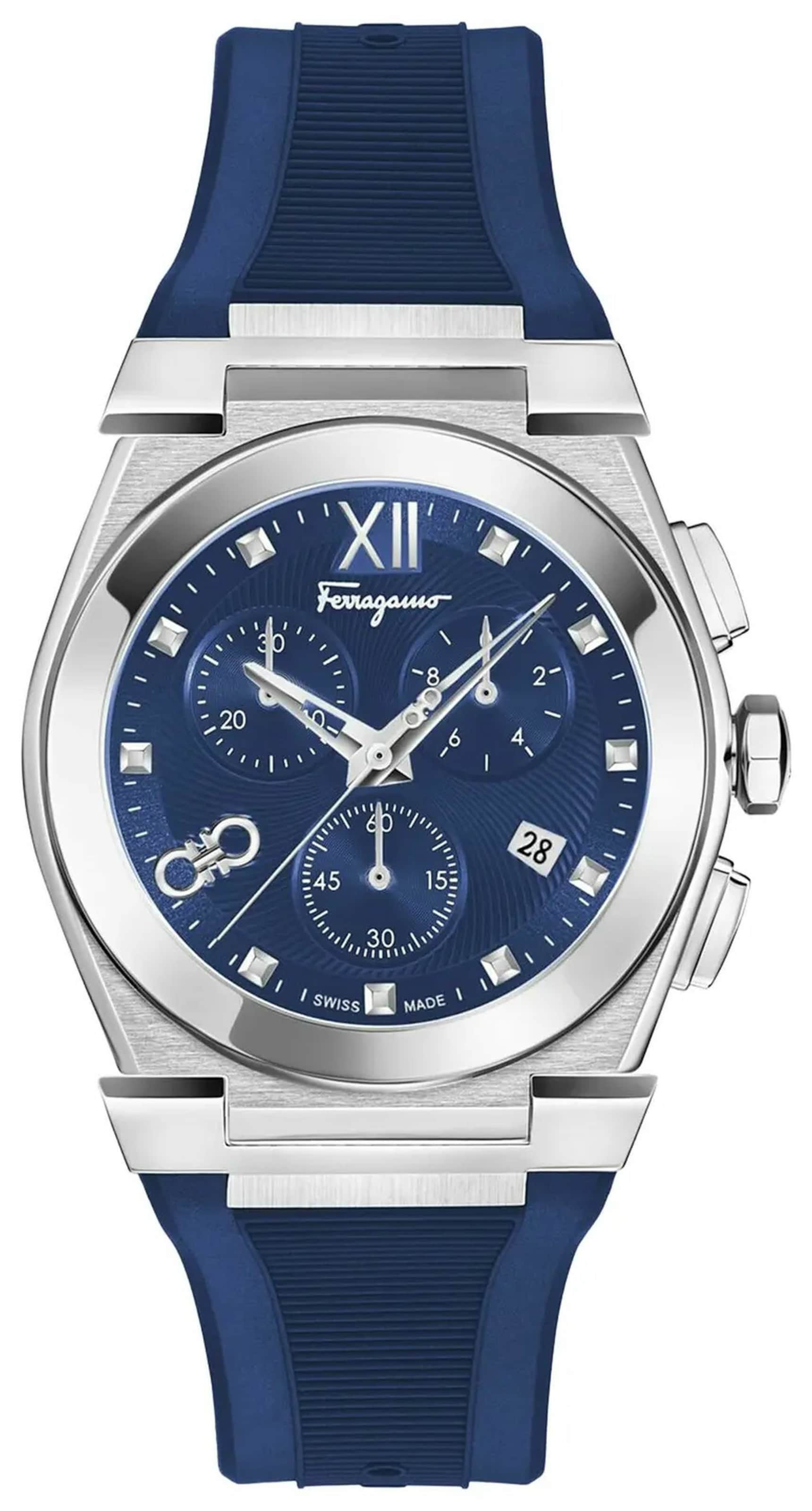 Salvatore Ferragamo Analog Watch 'Vega Chrono' in Blue: front