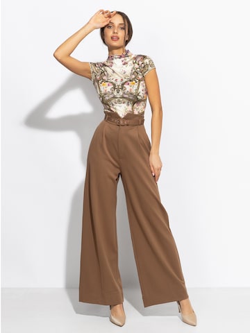 JIORO Wide leg Broek 'ESSENTIALS' in Beige