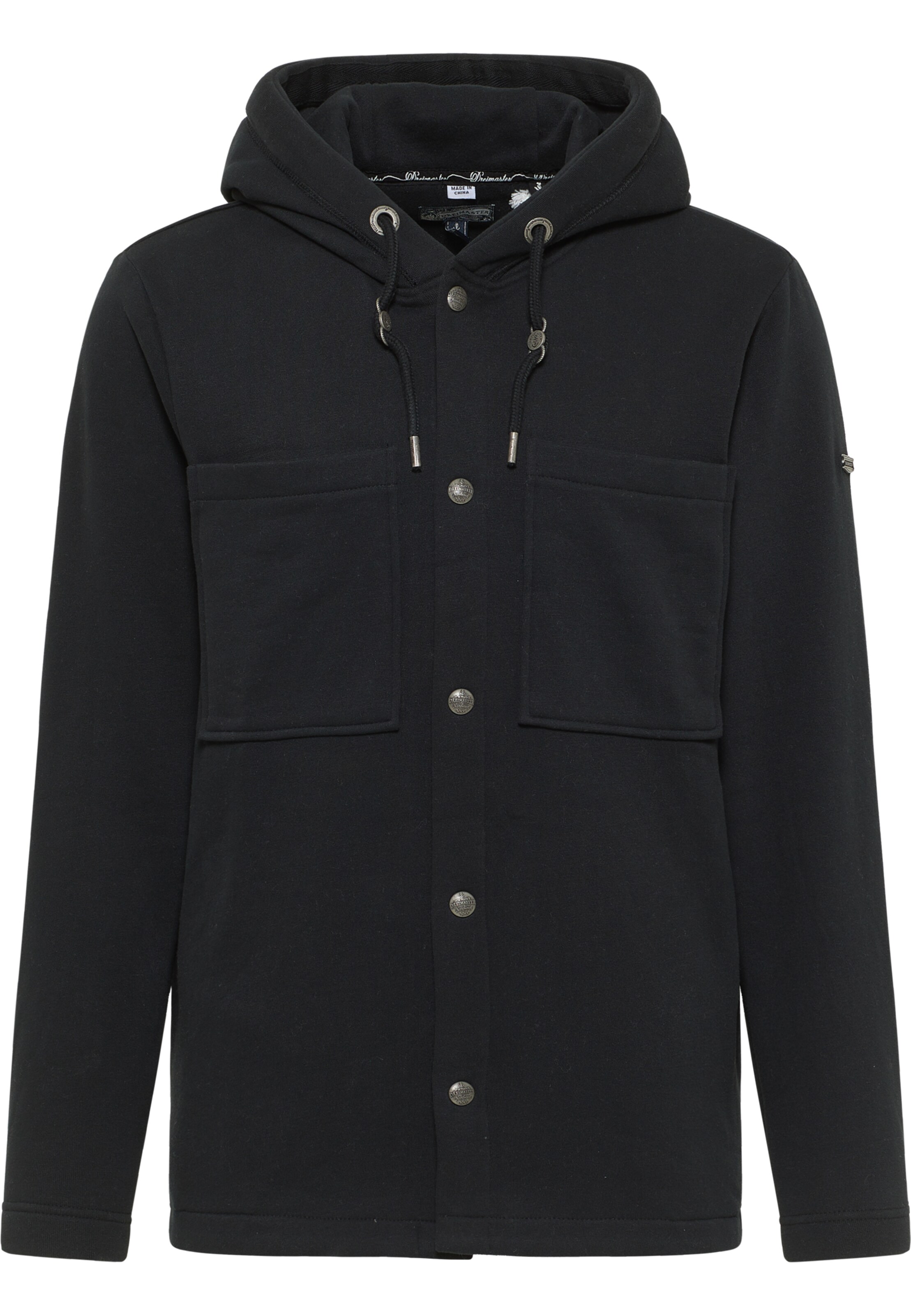 DreiMaster Vintage Jopa na zadrgo 'Takelage' | črna barva: sprednja stran