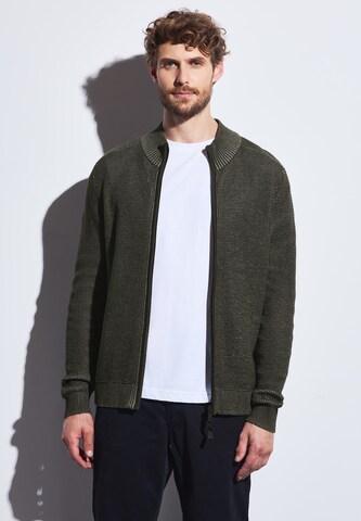 Street One MEN Knit Cardigan in Green: front