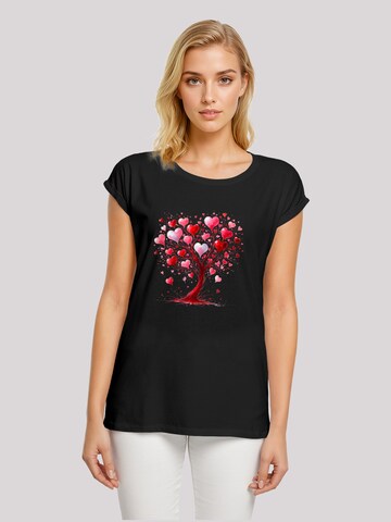 F4NT4STIC Shirt 'Herz Baum Aquarell Druck' in Zwart: voorkant