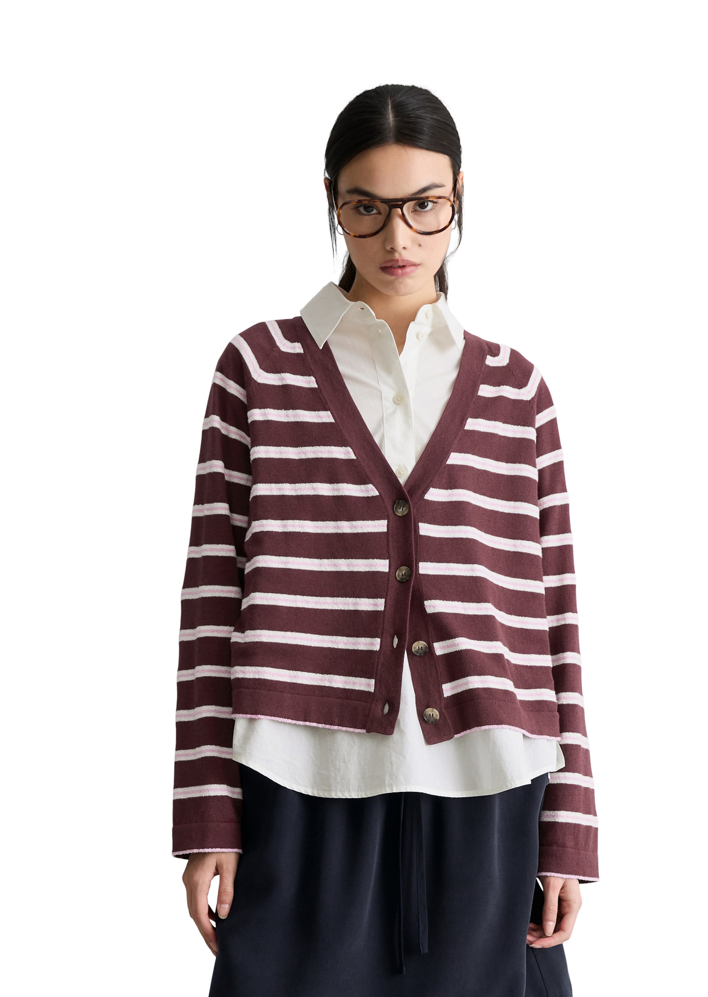 Marc O'Polo DENIM Strickjacke in Braun: Vorderseite