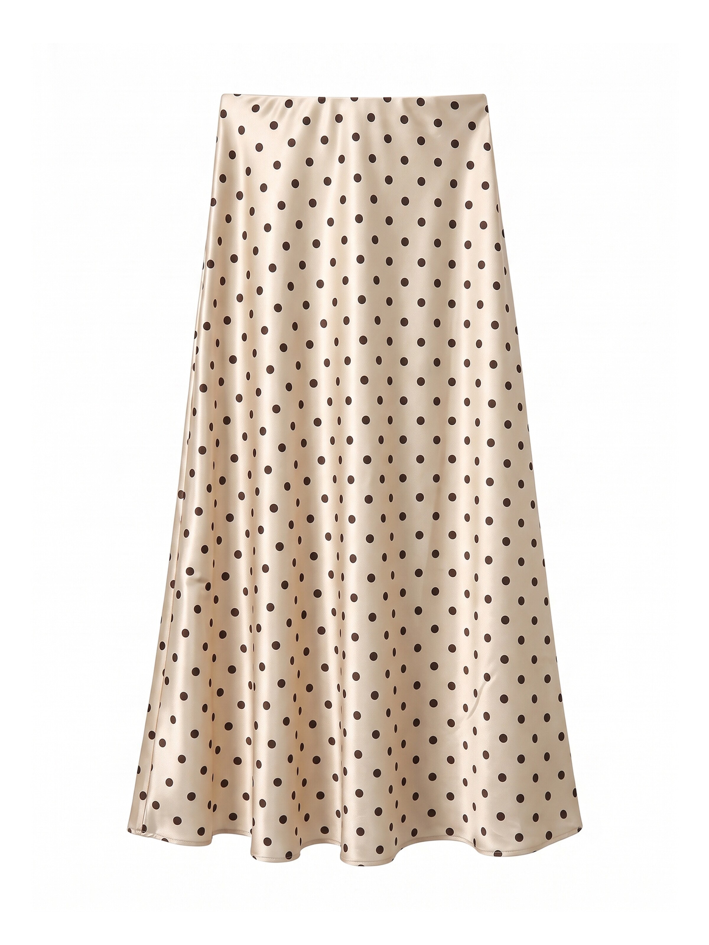 TorWeit Rock 'Women's Polka Dot Elastic Waist Maxi Skirt'‌‌‌ in Beige: Vorderseite