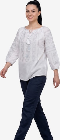 Rody’s forever Trachtenbluse 'Damenbluse AU26 weiß/silber marimea S' in Weiß: Vorderseite