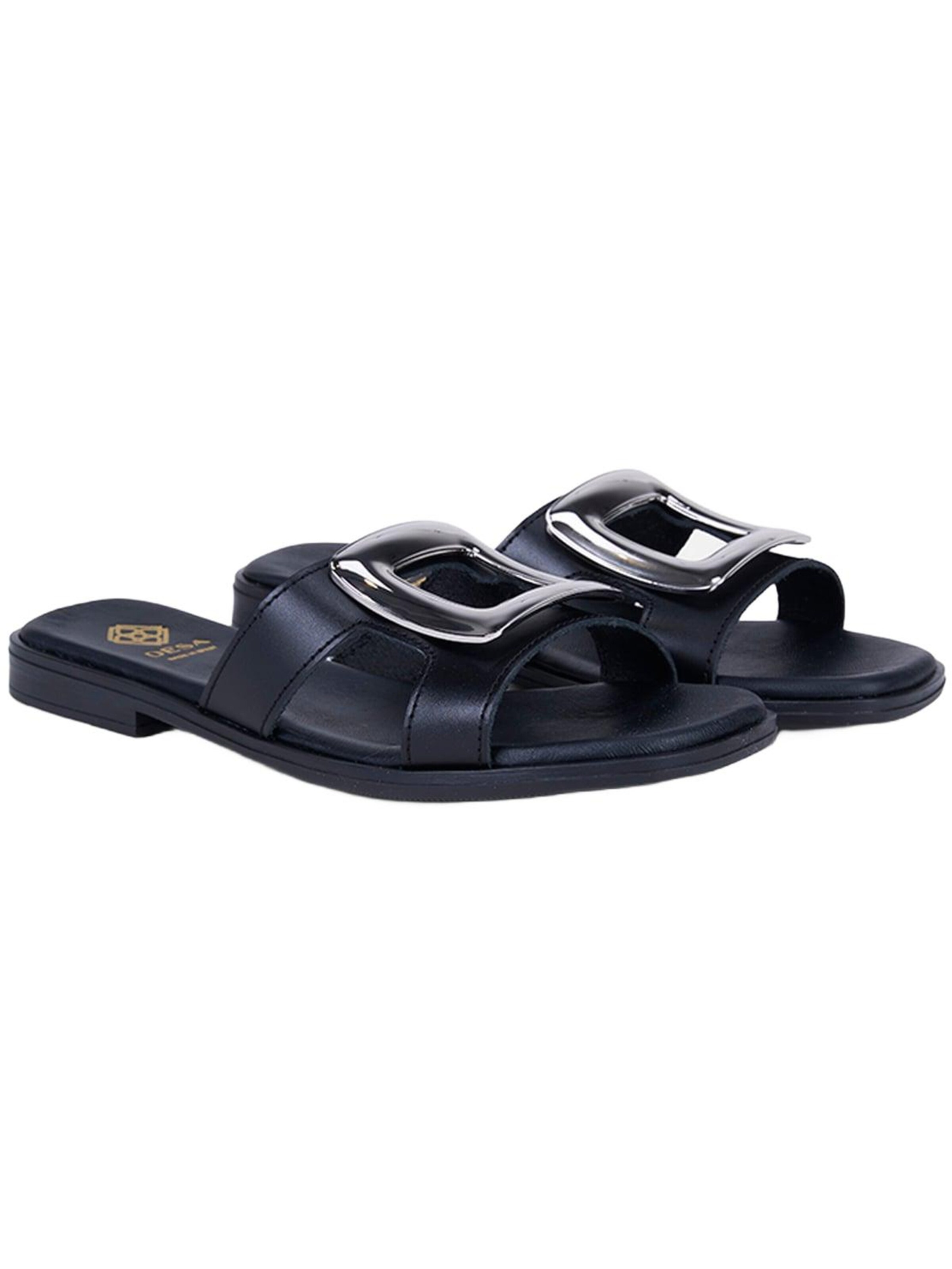 Mule 'DESA Damen-Lederpantoletten mit goldenen Details' Desa en noir : devant
