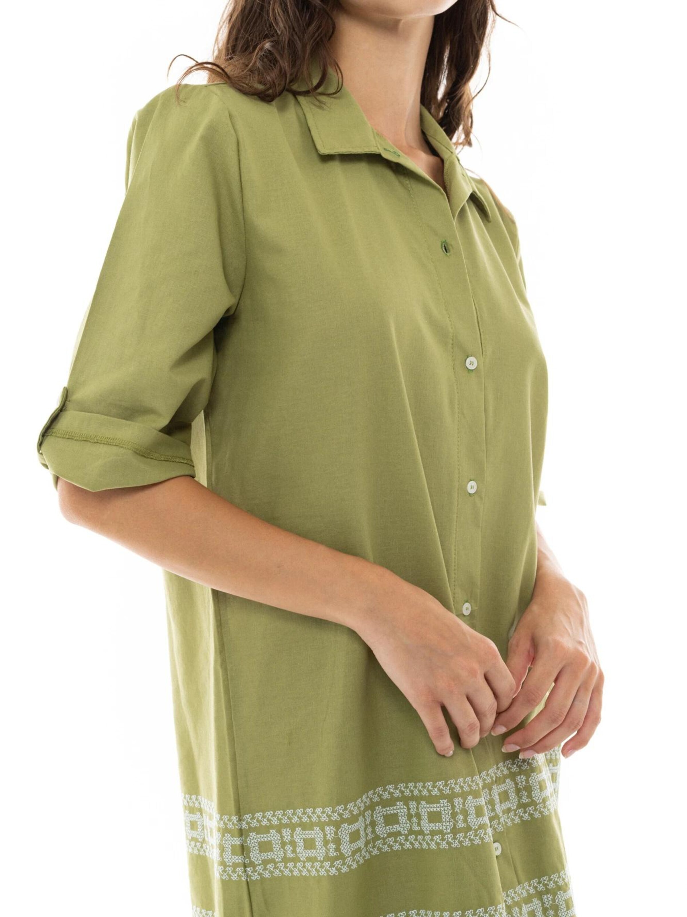 Pink Label Μπλουζοφόρεμα 'BEACHWEAR EMBROIDERY GREEN' σε πράσινο