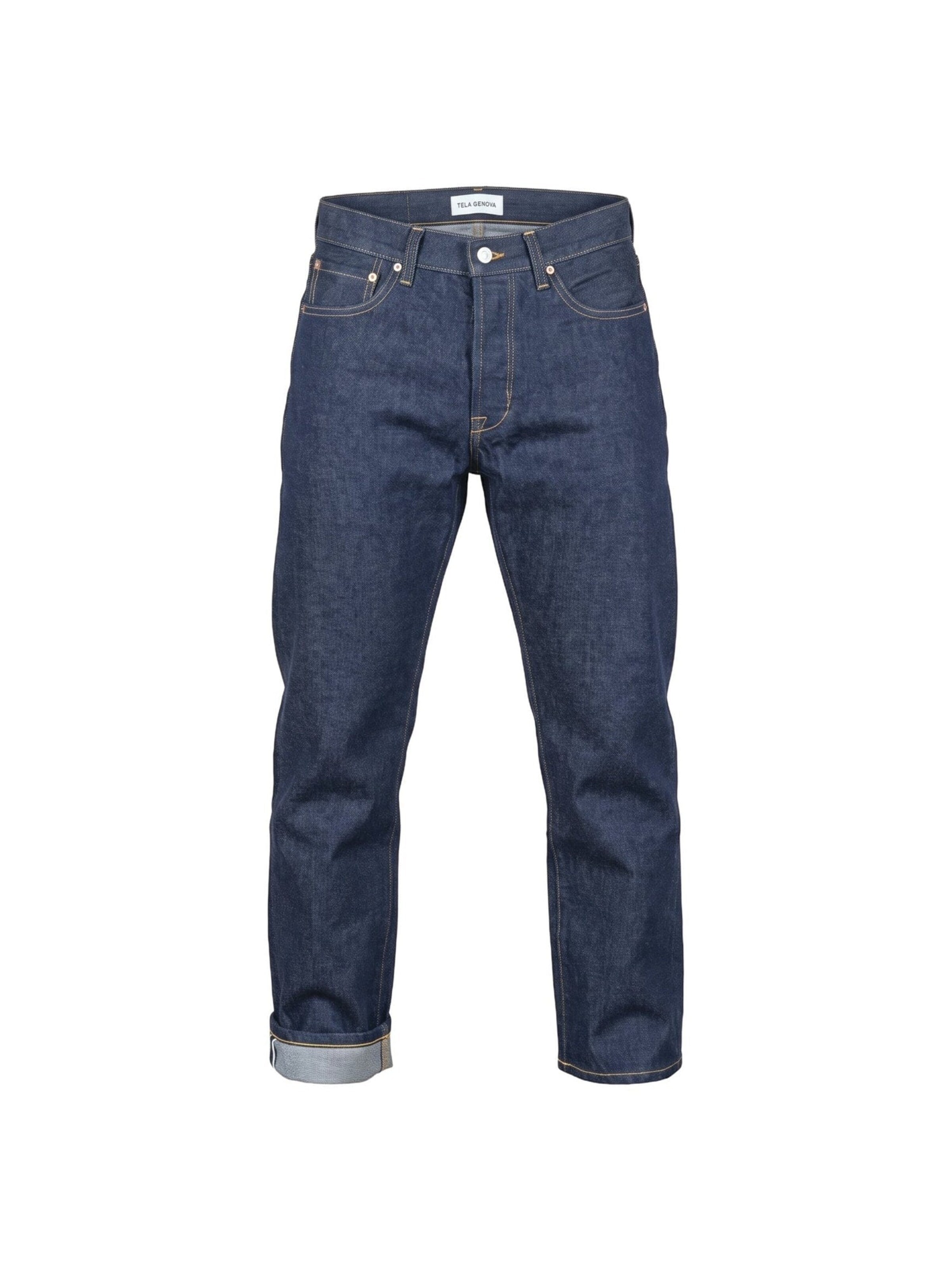 Jean 'ITALO SELVAGE RINSE BLUE' Tela Genova en bleu : devant