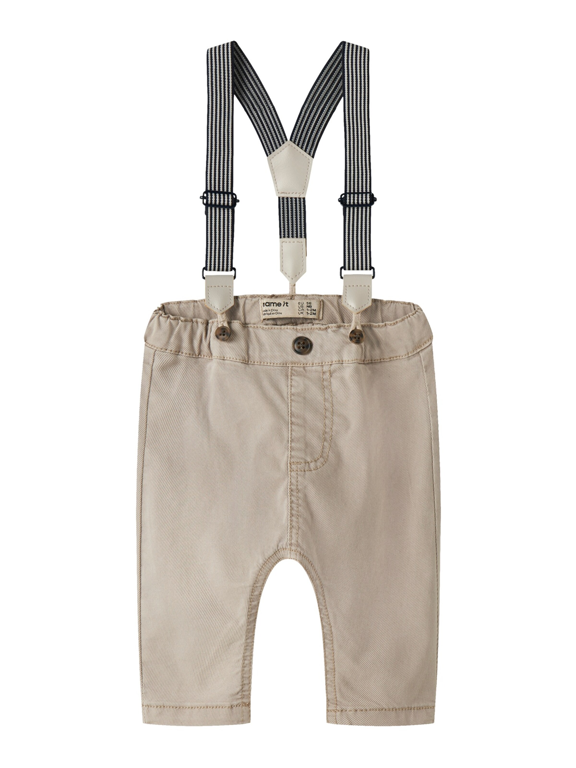 NAME IT Hängselbyxa 'NBMBen' i grå: framsida