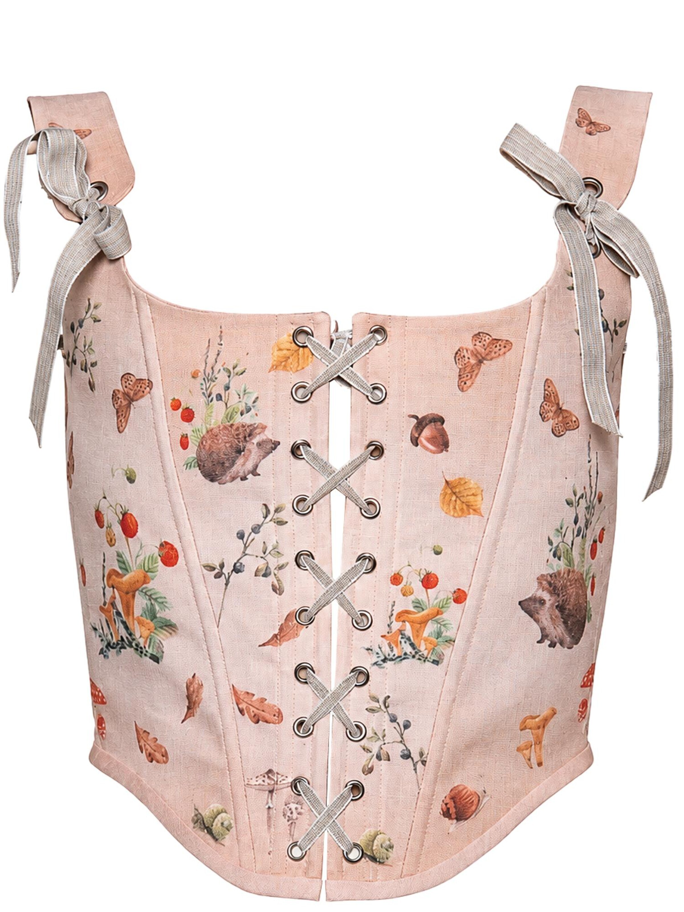 VIADALINNO Corsage 'Hedgehog Garden Corset'‌‌‌‌ in Orange: Vorderseite