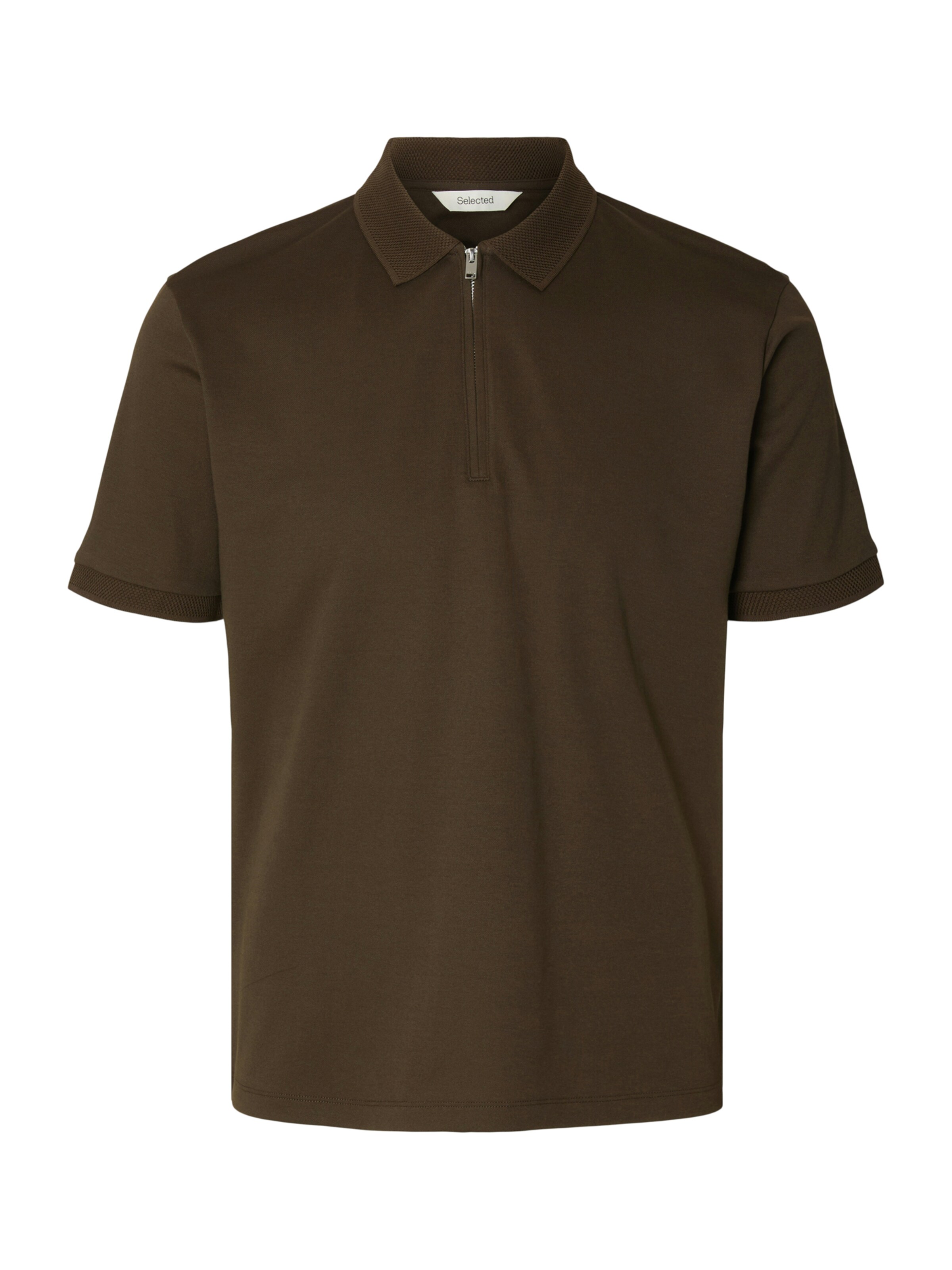 SELECTED Poloshirt in Braun: Vorderseite