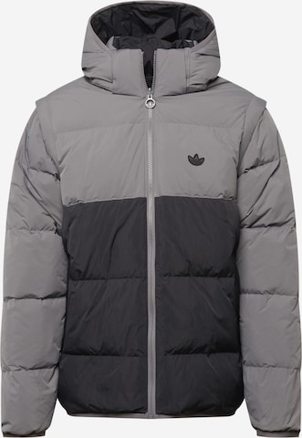 ADIDAS ORIGINALS Winterjacke Rifta Down Regen in Dunkelgrau Schwarz ABOUT YOU