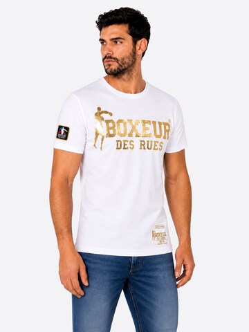 Chemise folklorique 'Herren T-Shirt Slim Fit Boxeur des Rues, Weiß, Goldenes Logo, Premium-Baumwolle' Boxeur des Rues en blanc