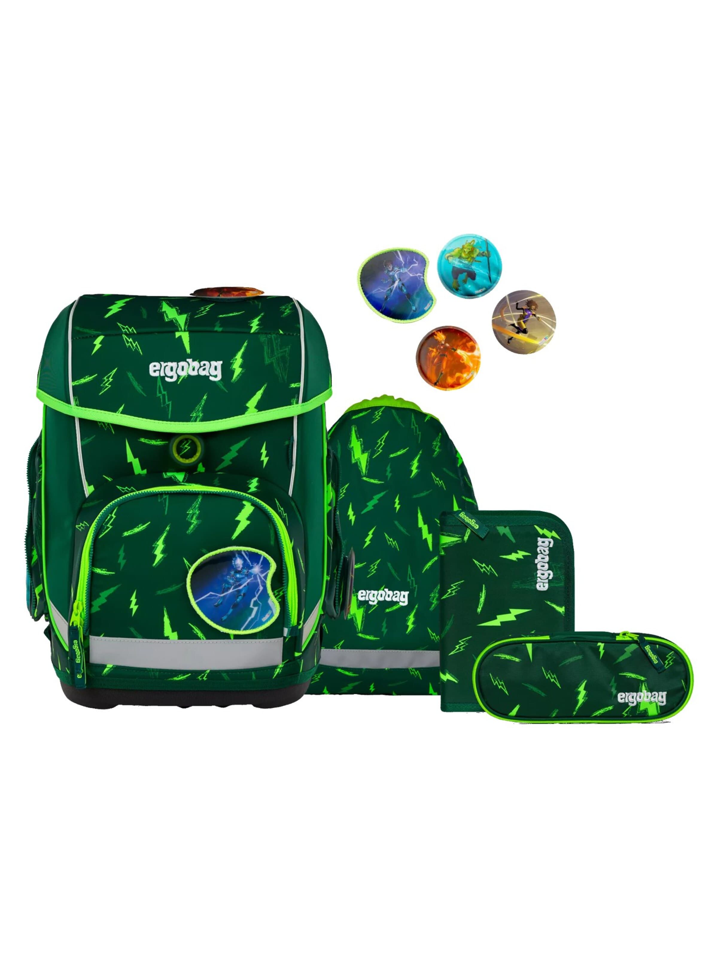 ergobag Backpack 'Schulranzen-Set cubo Set' in Green: front