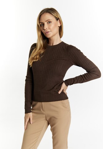 usha BLACK LABEL Pulover 'Nowles' | rjava barva: sprednja stran