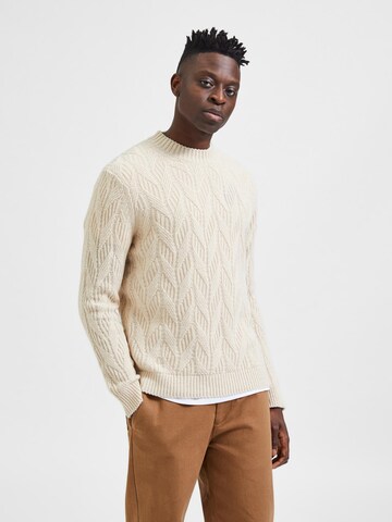 Pull-over 'CARIS' SELECTED HOMME en beige : devant