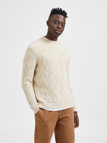 SELECTED HOMME Sweater 'CARIS' in Beige: front
