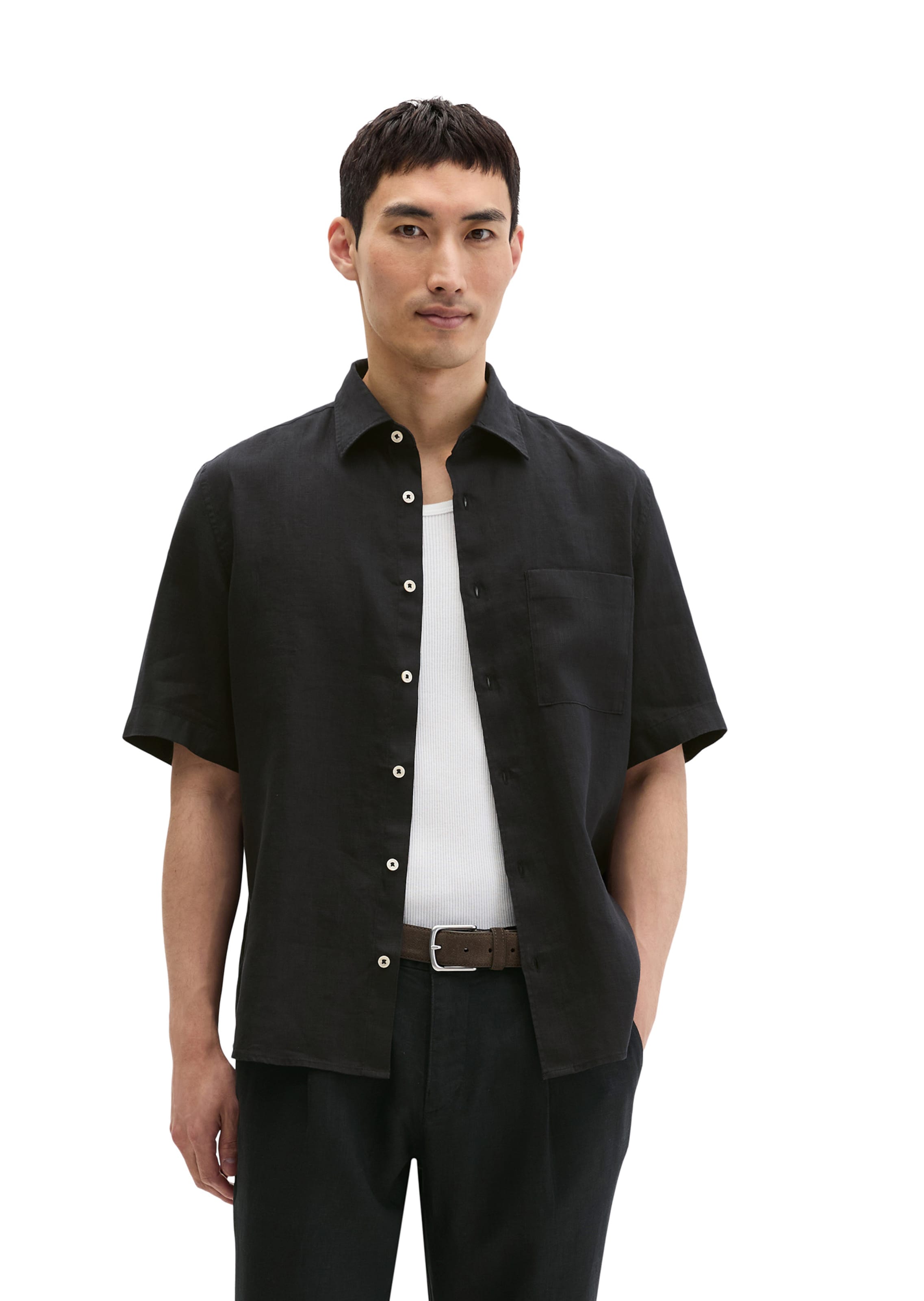 Marc O'Polo Regular Fit Hemd in Schwarz: Vorderseite