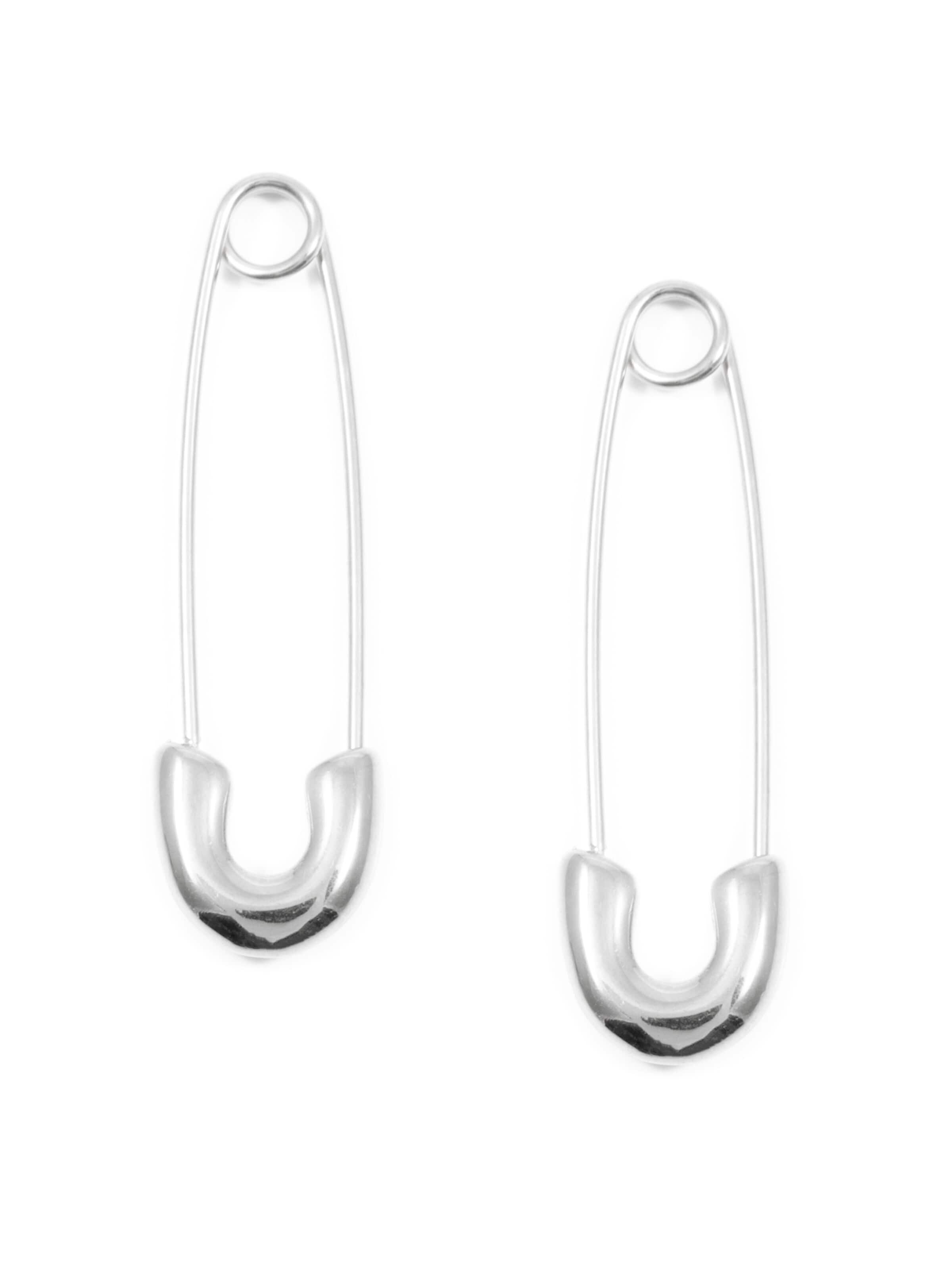 Hey Happiness Earrings 'Safety Pin' in Silver: front