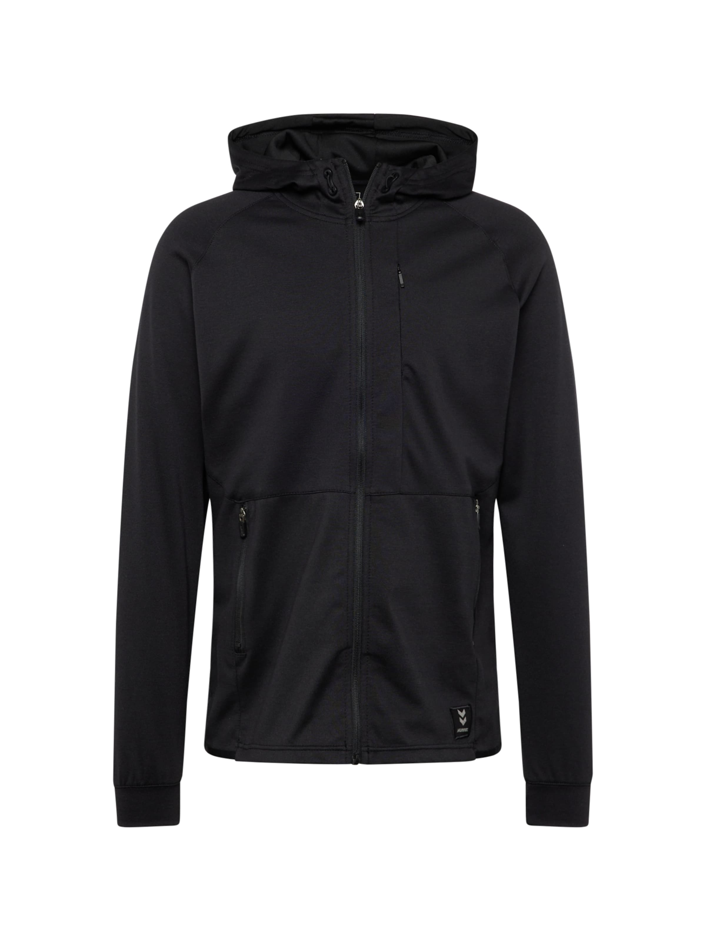 Bluză cu fermoar sport de la Hummel pe negru: față