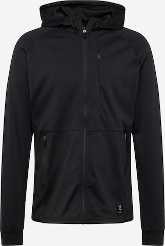 Hummel Athletic Zip-Up Hoodie in Black: front