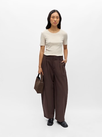 OBJECT Barrel Pleat-front trousers 'OBJTanya' in Brown