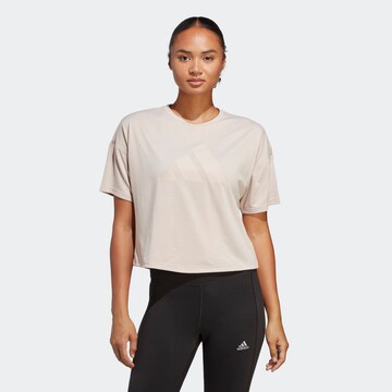 ADIDAS PERFORMANCE Performance shirt 'Icons 3 Bar' in Beige: front