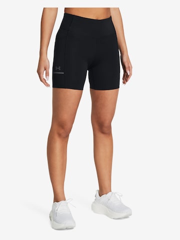 UNDER ARMOUR Skinny Športne hlače 'Launch 6' | črna barva: sprednja stran