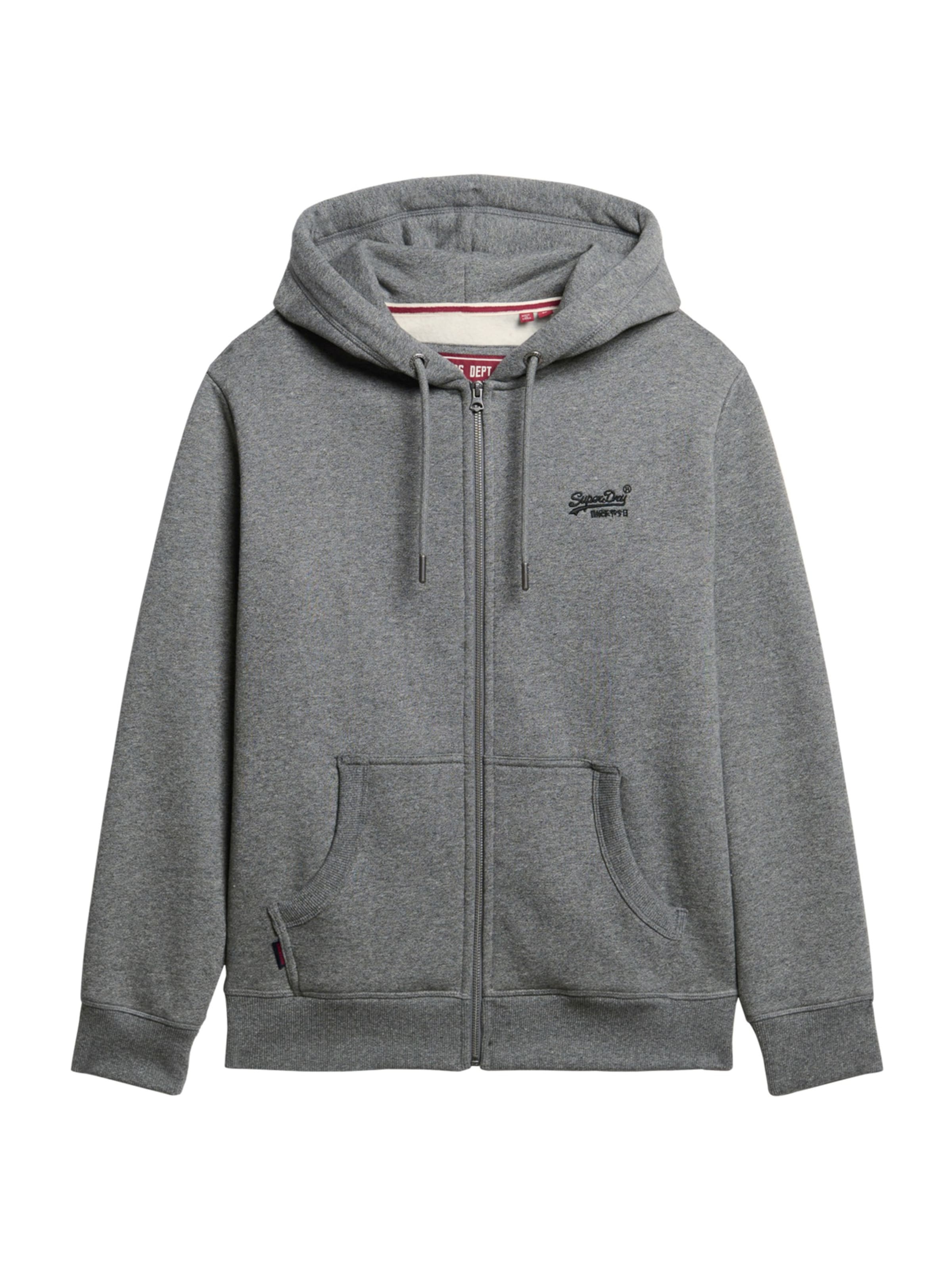 Superdry & Co Zip-Up Hoodie 'ESSENTIAL' in Grey: front