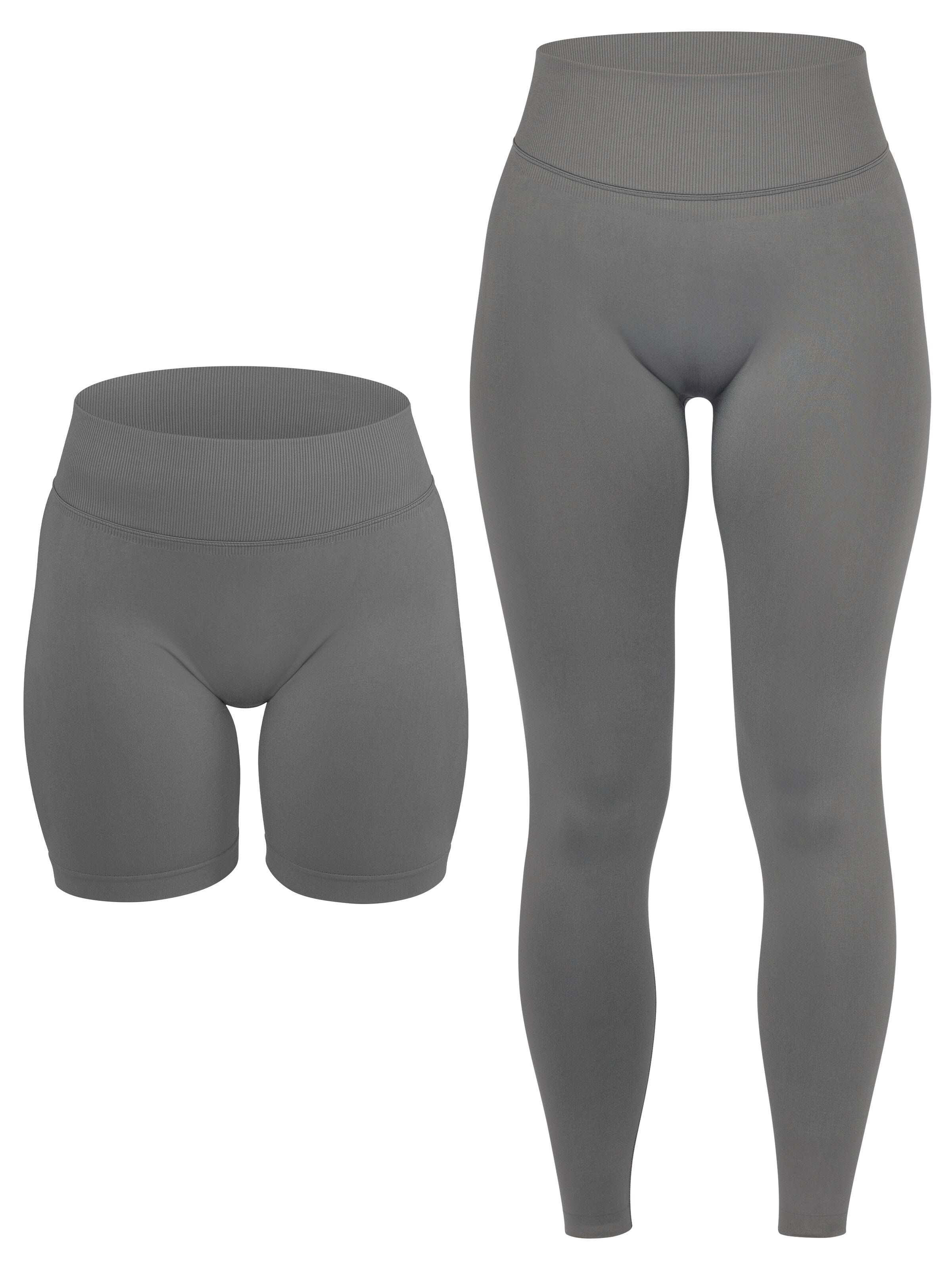 Circle Five Leggings 'Scrunch Set Push-Up Shorts + Push-Up Leggings'‌‌‌‌‌‌‌‌‌‌ in Grau: Vorderseite