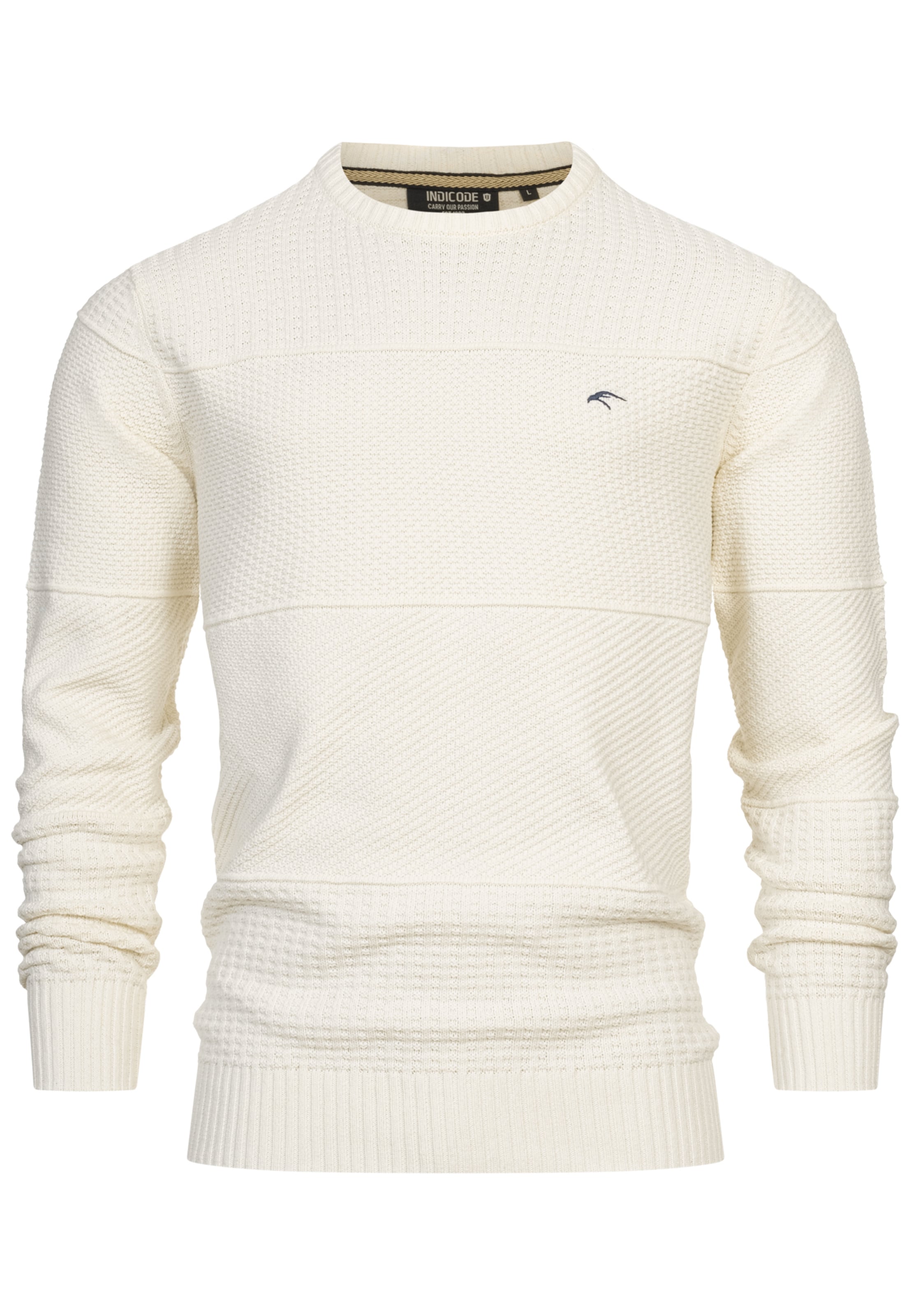 INDICODE JEANS Pullover 'Justice' in Weiß: Vorderseite