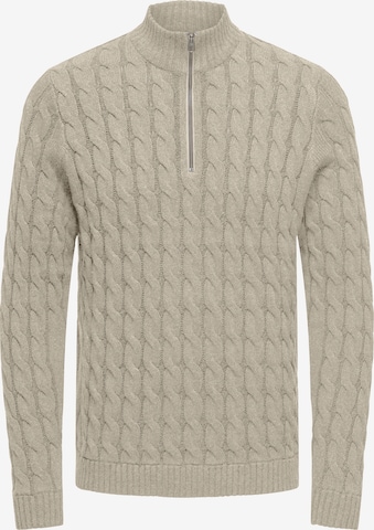 Only & Sons - Pullover 'ONSKICKER' em bege: frente